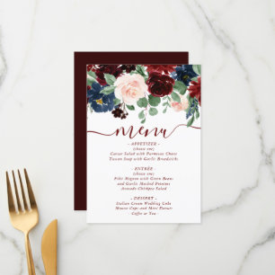 Boho Bloom   Elegant Marsala Red and Blush Pink Menu