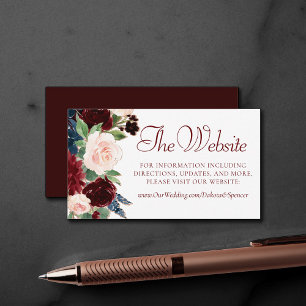 Boho Bloom   Elegant Red Burgundy Marsala Website Enclosure Card