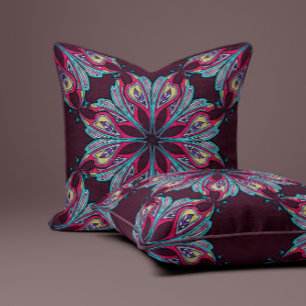 Boho Bloom in Burgundy Cushion