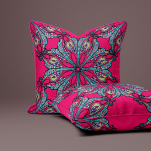 Boho Bloom in Hot Pink Cushion