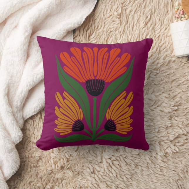 Boho Bloom Throw Pillow (Blanket)