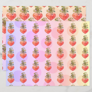 Boho blooming heart colourful scrapbook paper