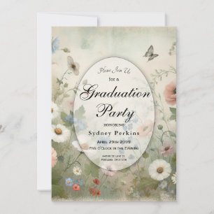 Boho Blooms and Vintage Blossoms Graduation Party Invitation