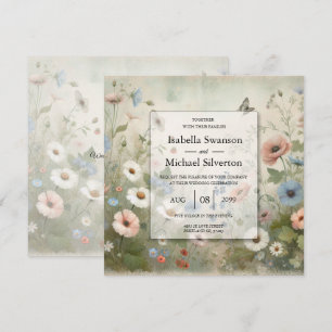 Boho Blooms and Vintage Vows Wedding Invitation