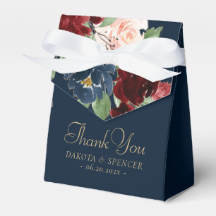 Boho Blooms   Dark Navy Blue and Burgundy Bouquet Favour Box
