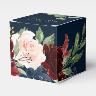 Boho Blooms   Dark Rustic Navy and Red Thank You Favour Box