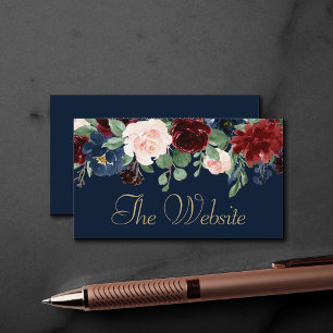 Boho Blooms Dark Rustic Navy and Red Website Enclosure Card