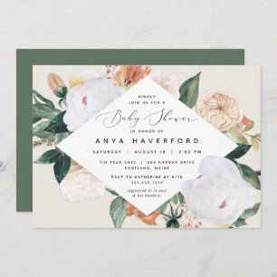 Boho Blooms   Elegant Floral Baby Shower Invitation