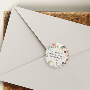 Boho Blooms Floral Return Address Classic Round Sticker