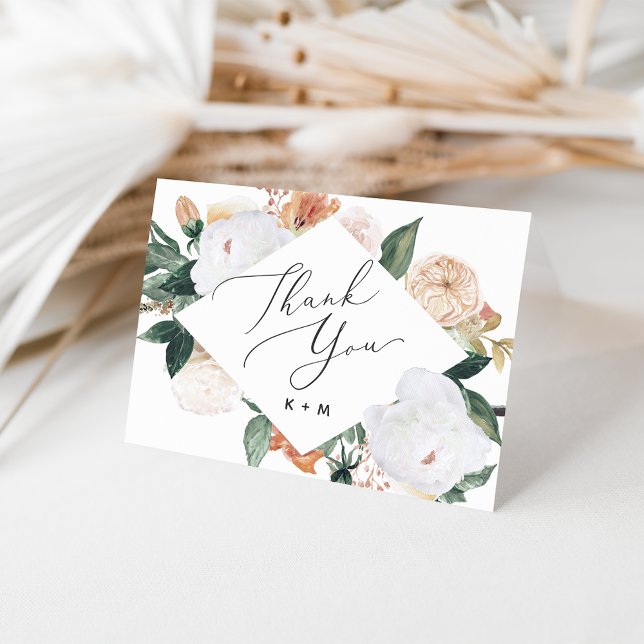 Boho Blooms Geometric Floral Thank You Card (Creator Uploaded)