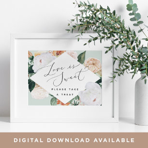 Boho Blooms Love Is Sweet Wedding Dessert Bar Sign