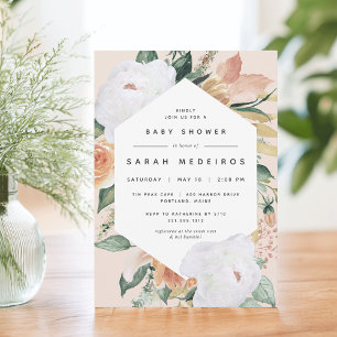 Boho Blooms   Modern Floral Baby Shower Invitation
