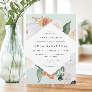 Boho Blooms Modern Floral Baby Shower Invitation