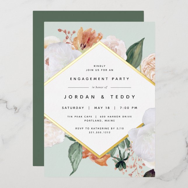 Boho Blooms Modern Floral Engagement Party (Front/Back)