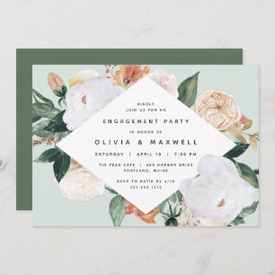 Boho Blooms   Modern Floral Engagement Party Invitation