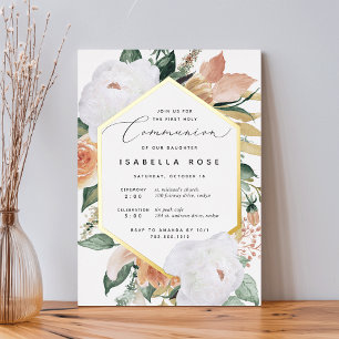 Boho Blooms Modern Floral First Holy Communion
