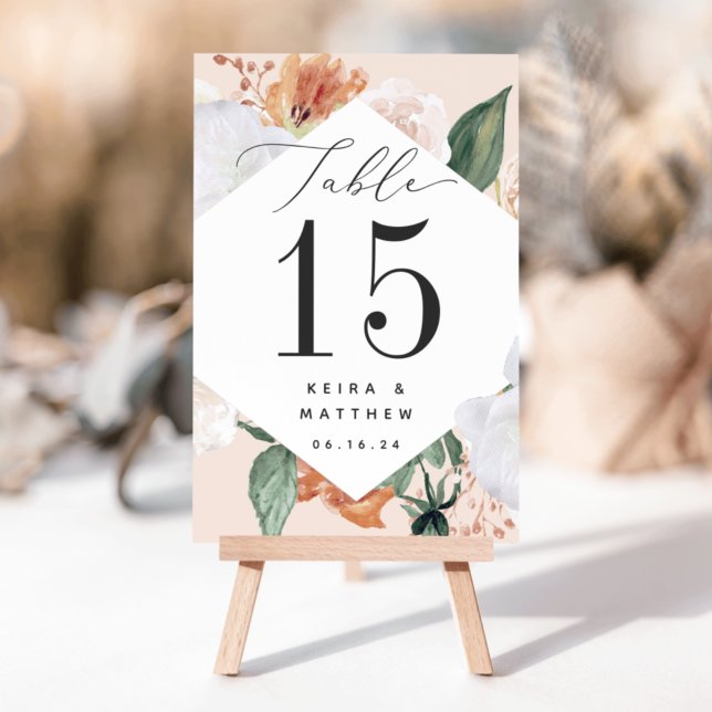 Boho Blooms | Modern Floral Personalised Table Number (Creator Uploaded)