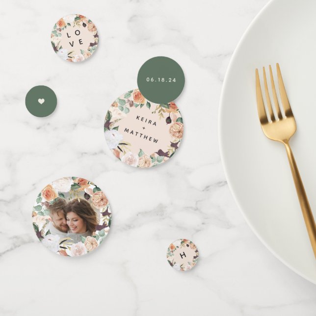 Boho Blooms Modern Floral Personalised Wedding Confetti (Group)