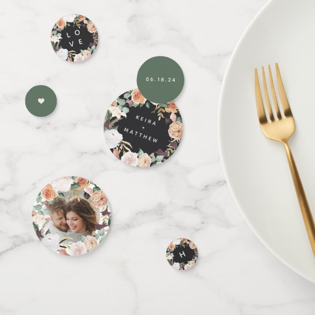 Boho Blooms Modern Floral Personalised Wedding Confetti (Group)