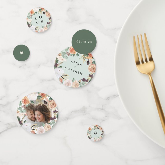 Boho Blooms Modern Floral Personalised Wedding Confetti (Group)