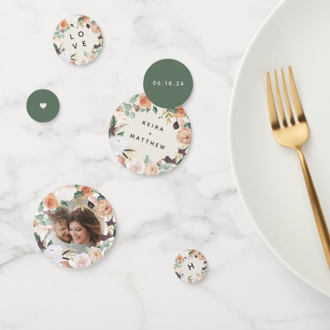 Boho Blooms Modern Floral Personalised Wedding Confetti (Group)