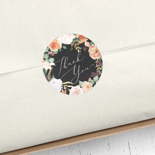Boho Blooms Modern Floral Thank You Favour Classic Round Sticker