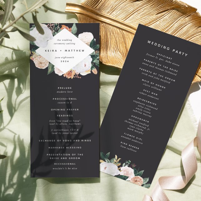 Boho Blooms Modern Floral Wedding Ceremony Programme (Creator Uploaded)