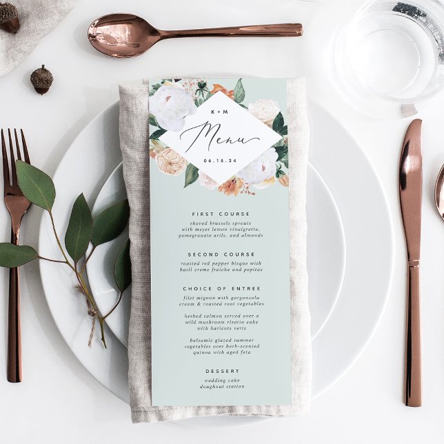Boho Blooms Modern Floral Wedding Menu (Creator Uploaded)