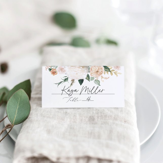 Boho Blooms Modern Floral Wedding Place Card (Creator Uploaded)