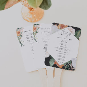 Boho Blooms Modern Floral Wedding Program Hand Fan