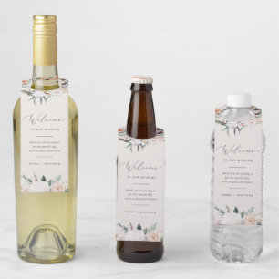 Boho Blooms Modern Floral Wedding Welcome Bottle Tag