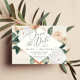 Boho Blooms Modern Geometric Floral Save The Date