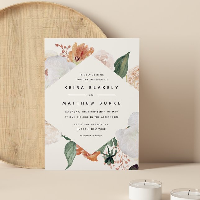 Boho Blooms | Modern Geometric Floral Wedding Invitation (Creator Uploaded)