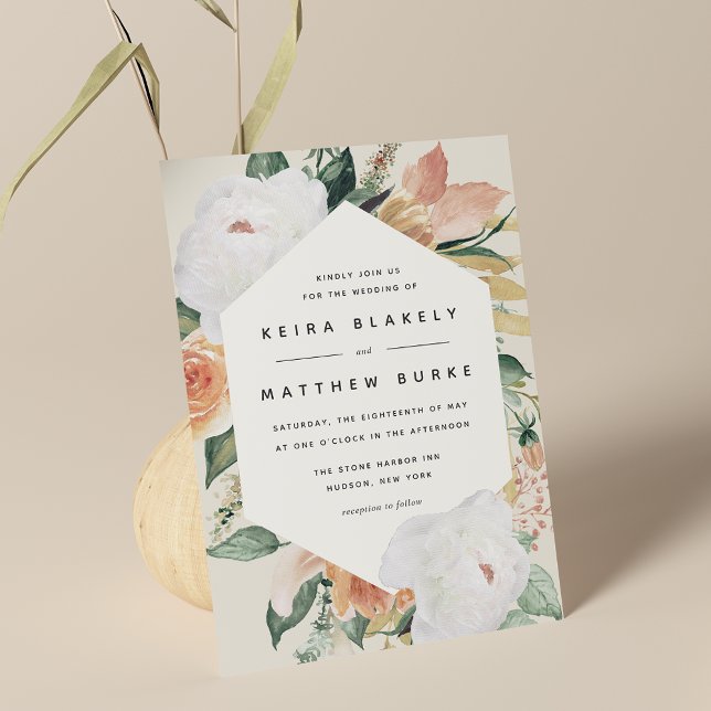 Boho Blooms | Modern Geometric Floral Wedding Invitation (Creator Uploaded)