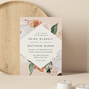 Boho Blooms   Modern Geometric Floral Wedding Invitation