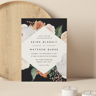 Boho Blooms Modern Geometric Floral Wedding Invitation