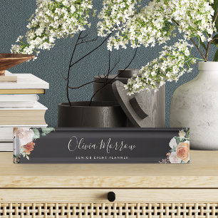 Boho Blooms Modern Watercolor Floral Nameplate