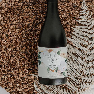 Boho Blooms Personalised Wedding Thank You Wine Label