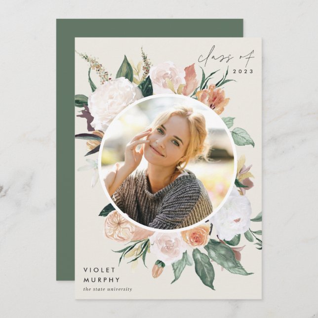 Boho Blooms | Photo Graduation Announcement (Front/Back)