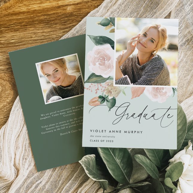 Boho Blooms | Photo Graduation Announcement (Creator Uploaded)