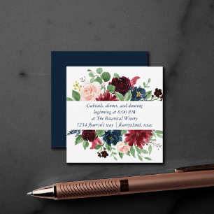 Boho Blooms   Rustic Navy and Burgundy Garland Enclosure Card