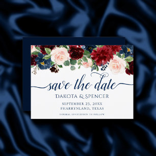 Boho Blooms   Rustic Navy and Burgundy Garland Save The Date