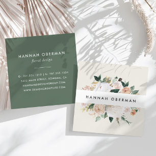 Boho Blooms Watercolor Floral Square Business Card