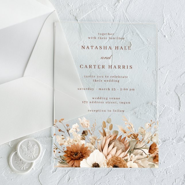Boho Blooms Wedding Acrylic Invitations (Creator Uploaded)