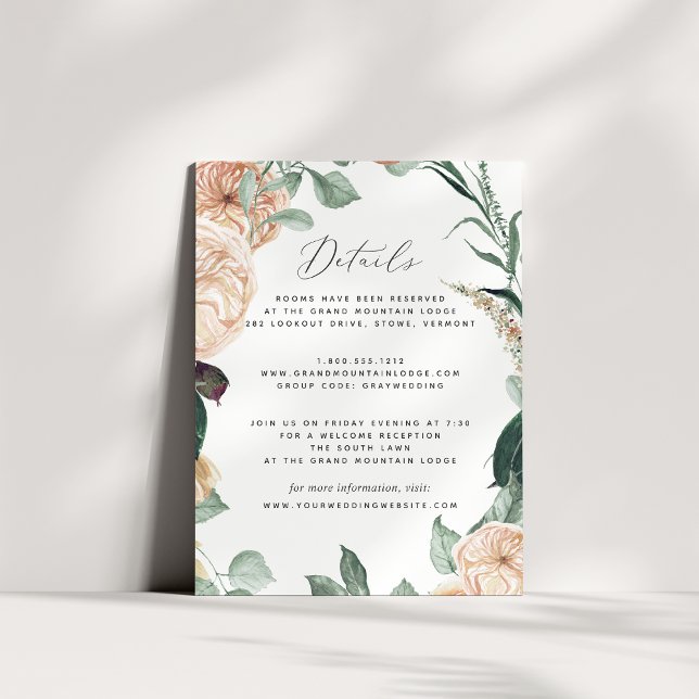 Boho Blooms Wedding Guest Information Insert Card (Creator Uploaded)