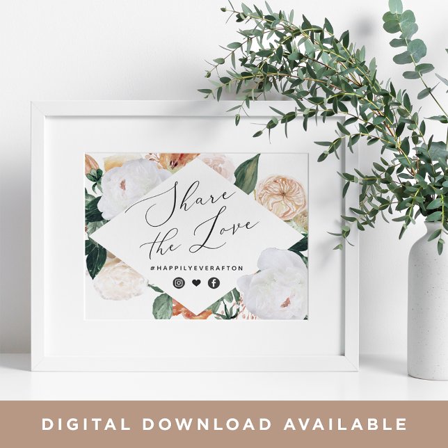 Boho Blooms Wedding Hashtag Sign (Creator Uploaded)