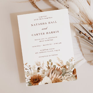 Boho Blooms Wedding Invitation