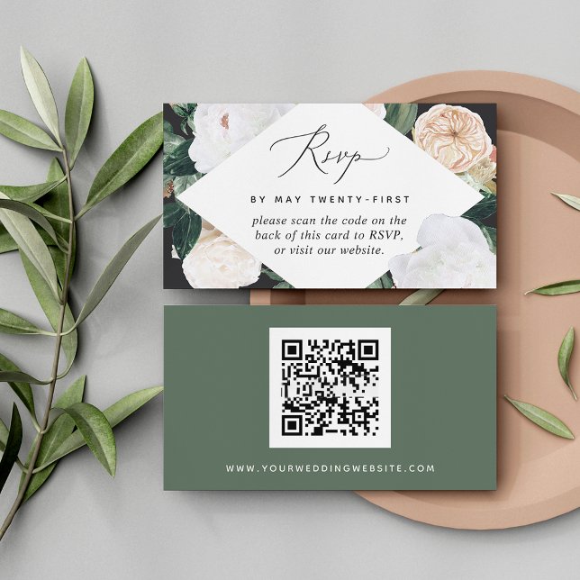 Boho Blooms Wedding QR Code RSVP Card (Creator Uploaded)