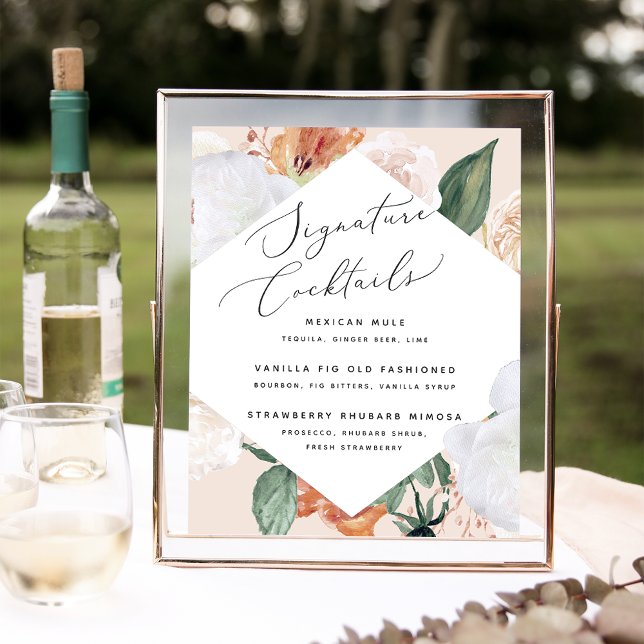 Boho Blooms Wedding Signature Cocktail Menu Sign (Creator Uploaded)