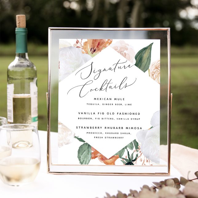 Boho Blooms Wedding Signature Cocktail Menu Sign (Creator Uploaded)